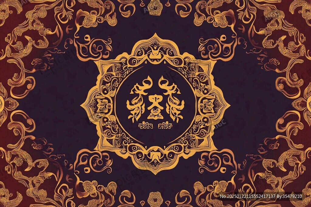 蒙古族喜图案设计金色