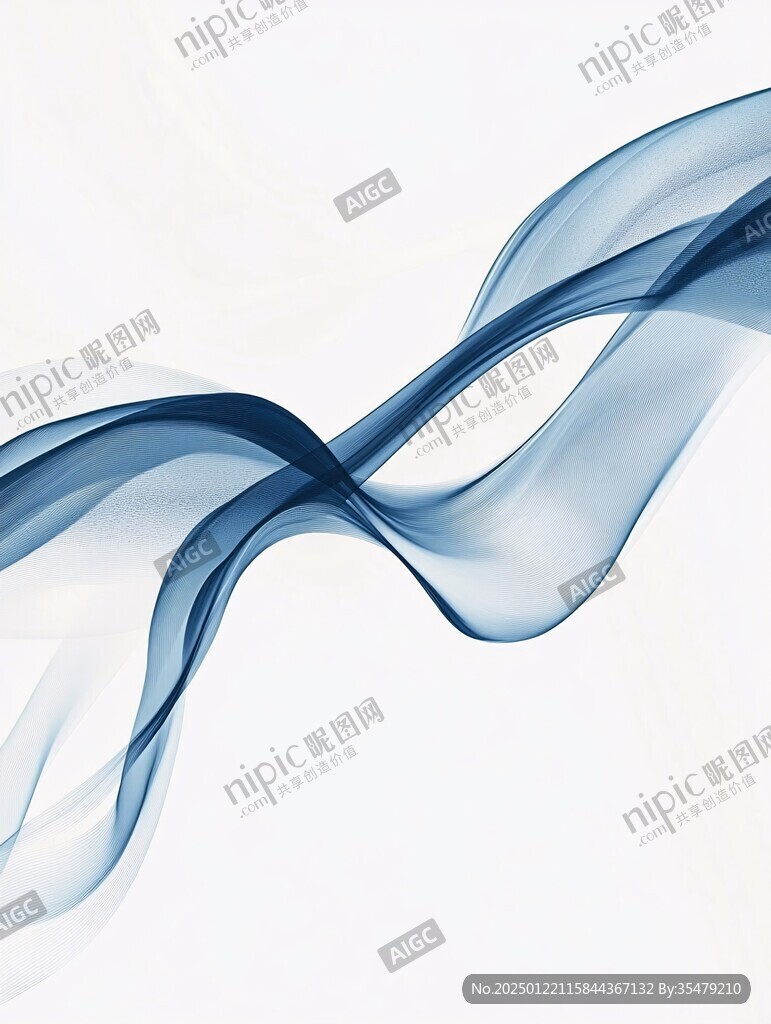 蓝色线条烟雾波浪