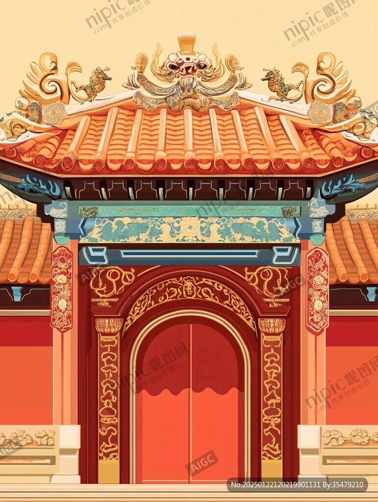 门楼插画