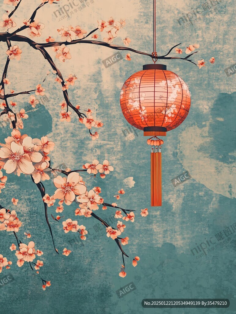 灯笼梅花背景图