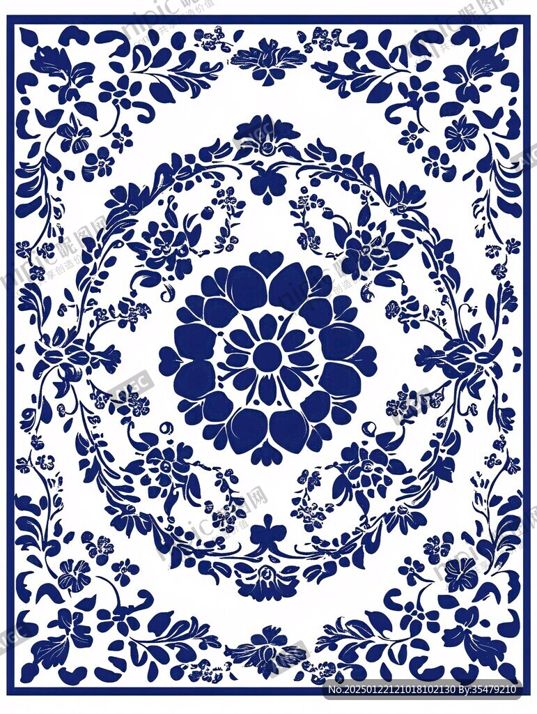 白地黑花花草纹