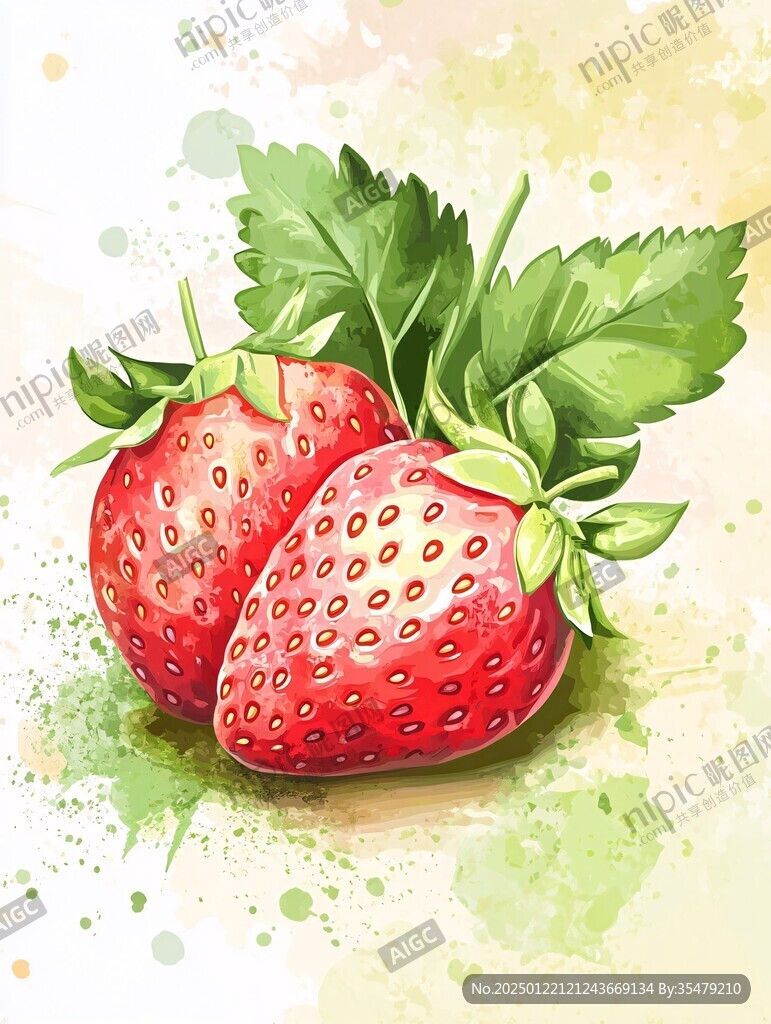 手绘草莓插画