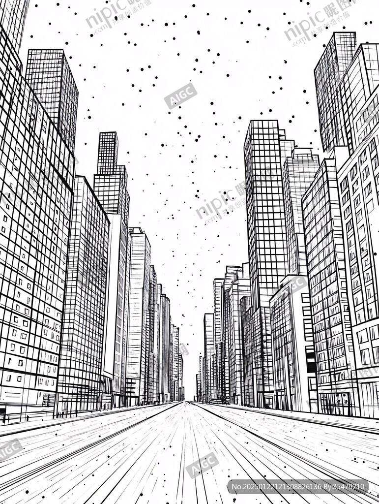 现代都市线稿