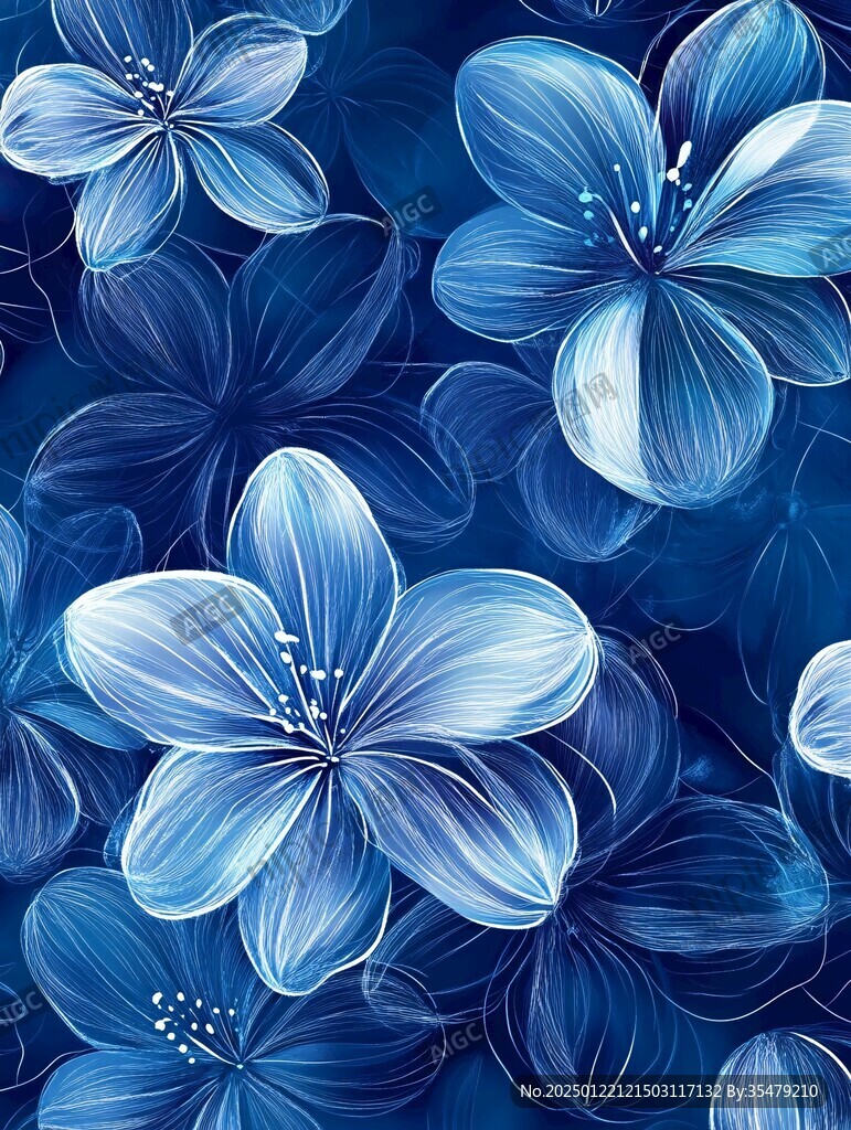 蓝色绚丽花朵