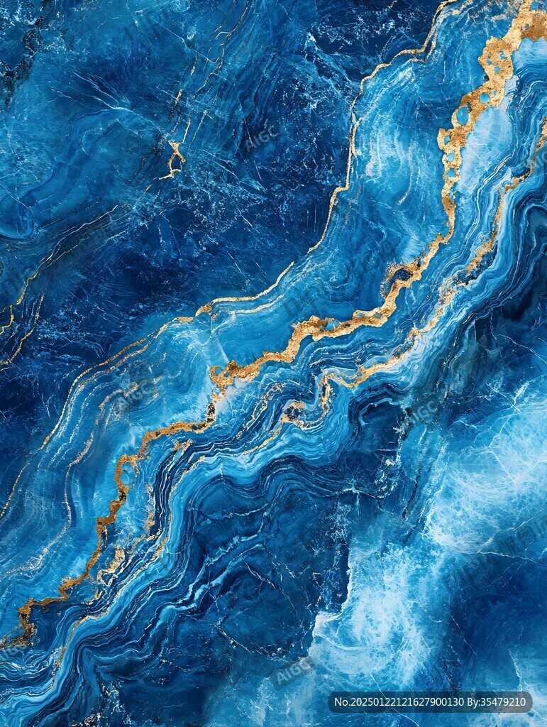 蓝色透光大理石装饰画