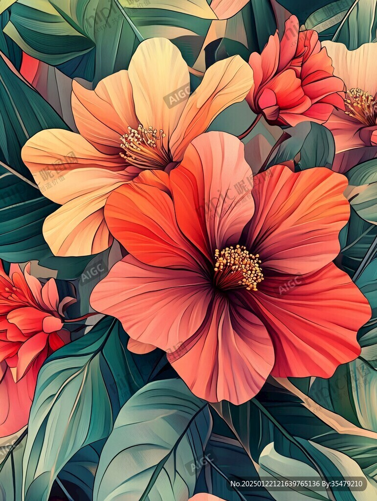 抽象花卉绚丽色彩