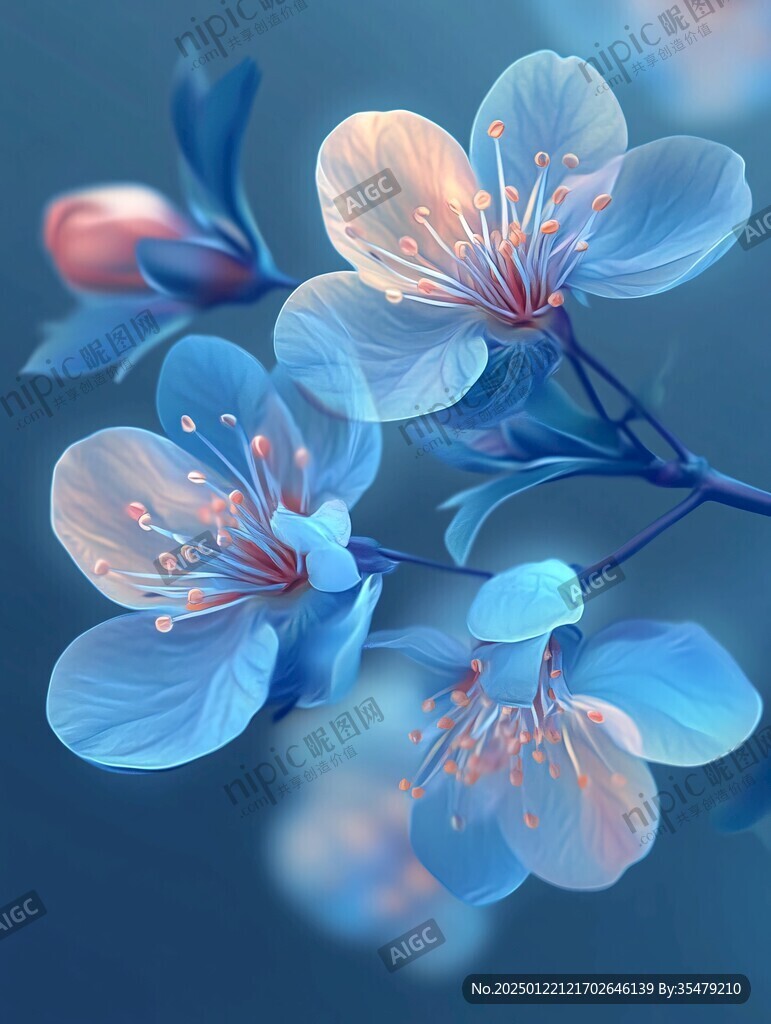 桃花蓝底图