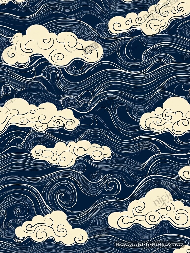 中式图案云纹浪花