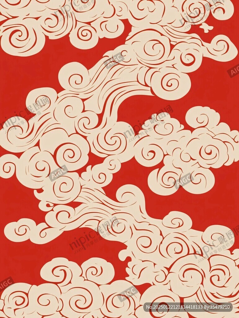 中式图案云纹浪花