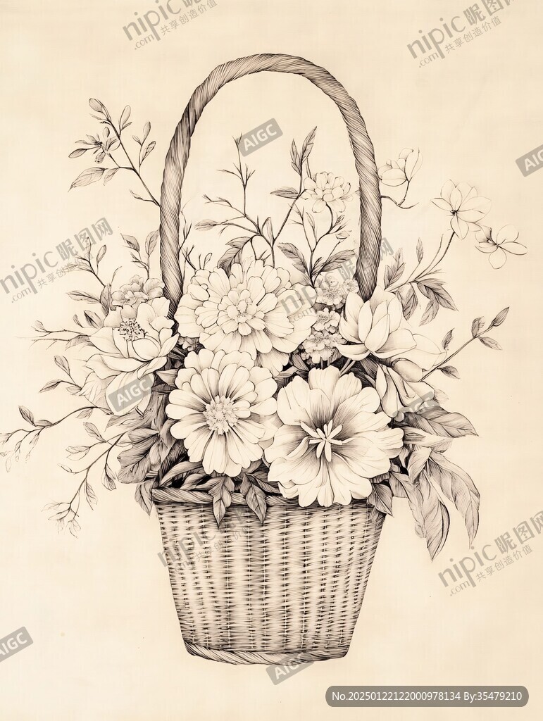 花篮插画