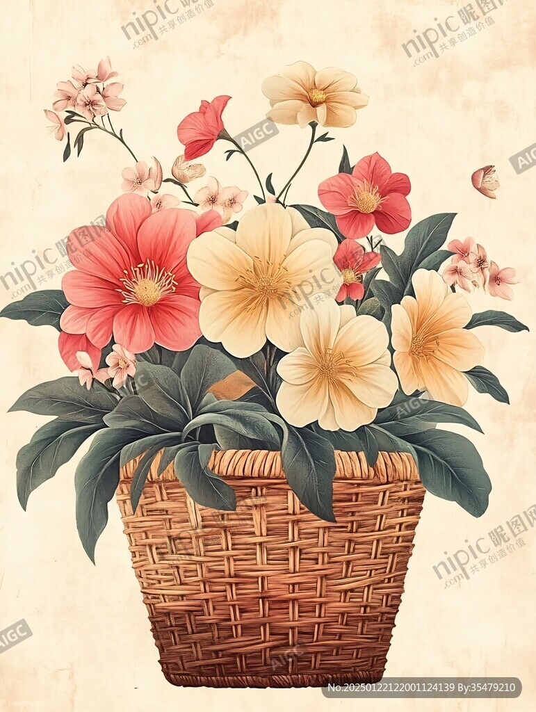 花篮插画