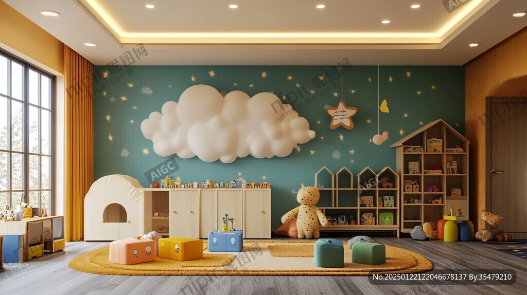 幼儿园儿童房蓝天白云