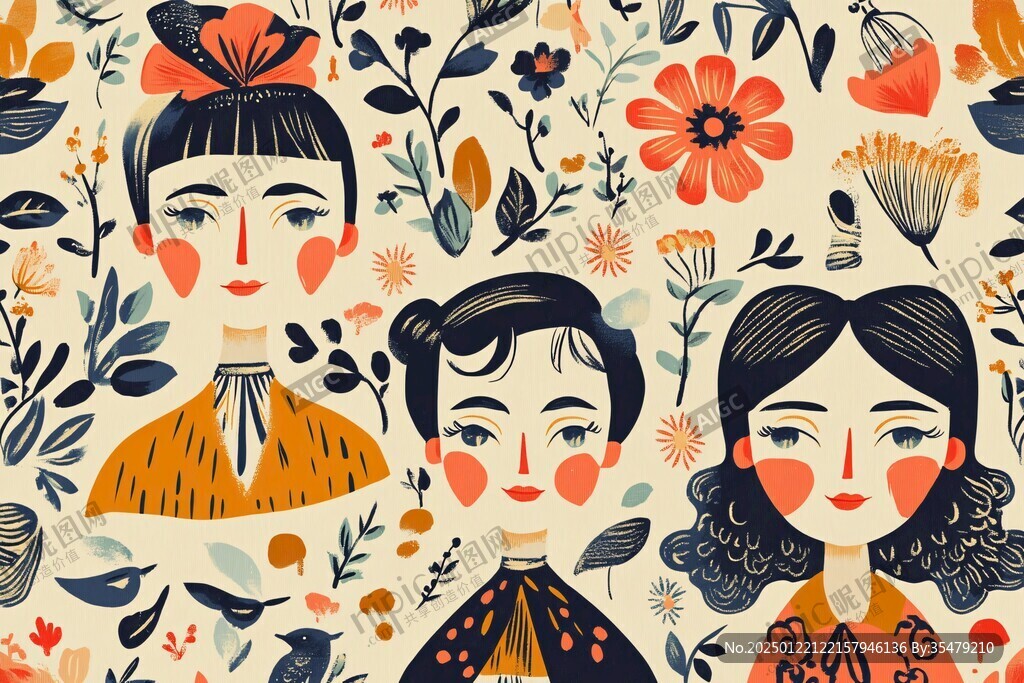 扶肤品包装人物插画
