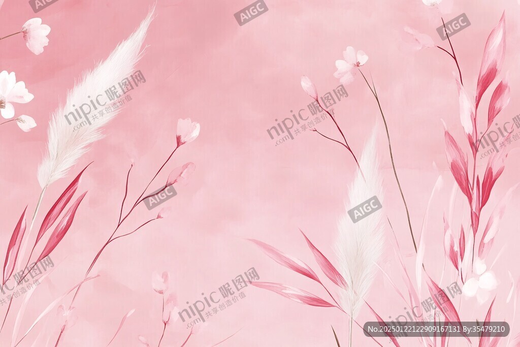 手绘红色花卉梦幻背景
