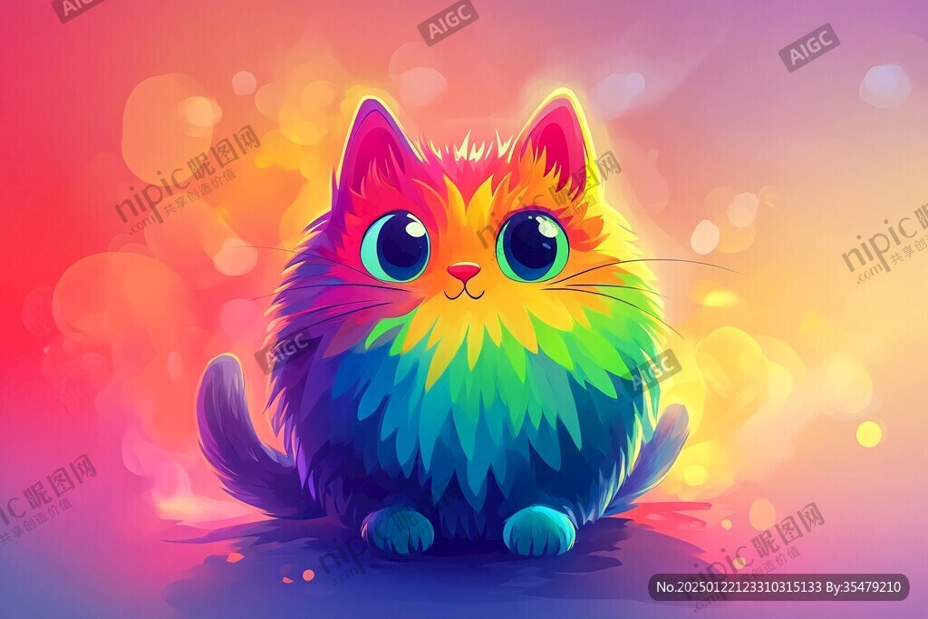 卡通长毛猫插画