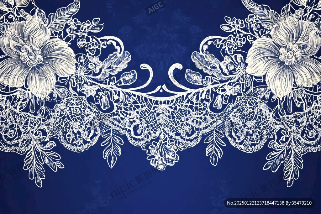 深蓝色浪漫深邃花纹