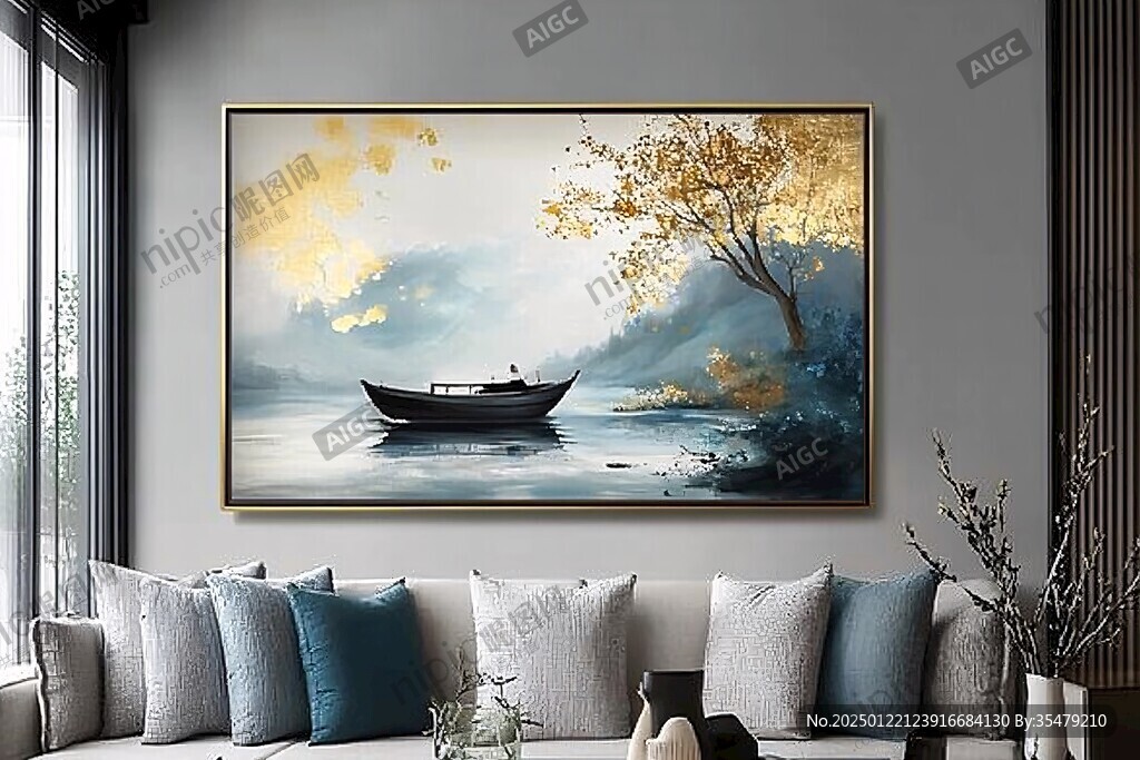 客厅装饰画湖水倒映