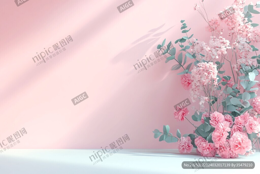 粉墙鲜花背景
