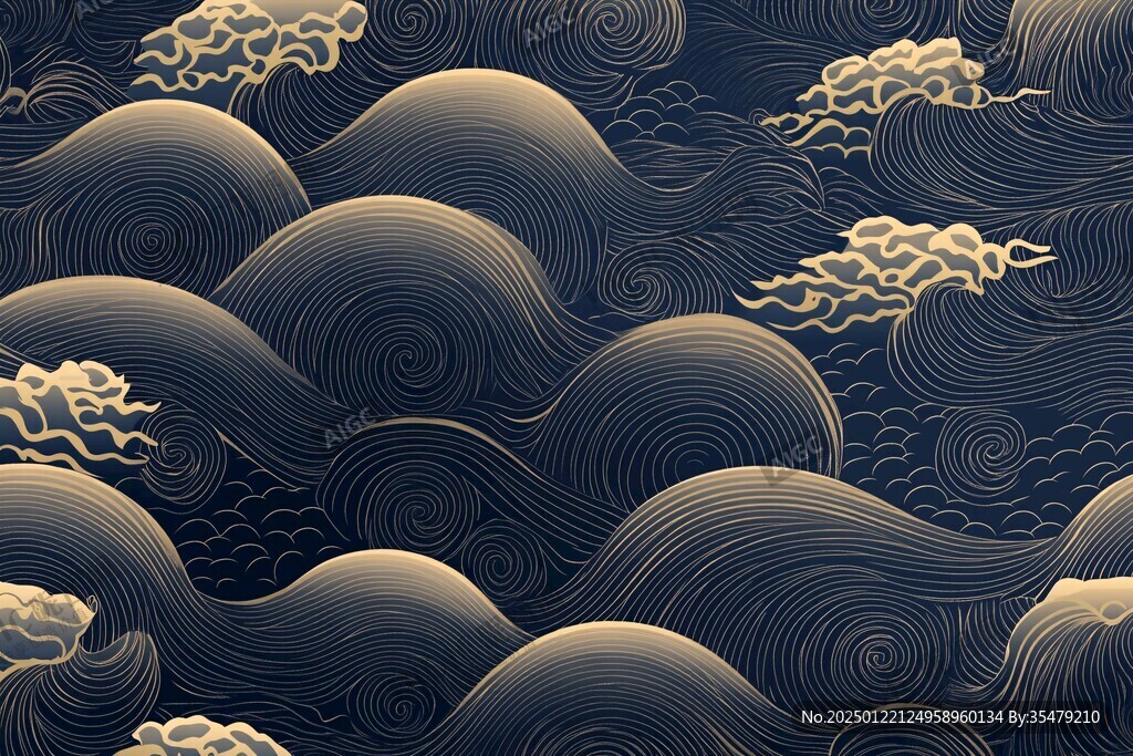 中式图案云纹浪花