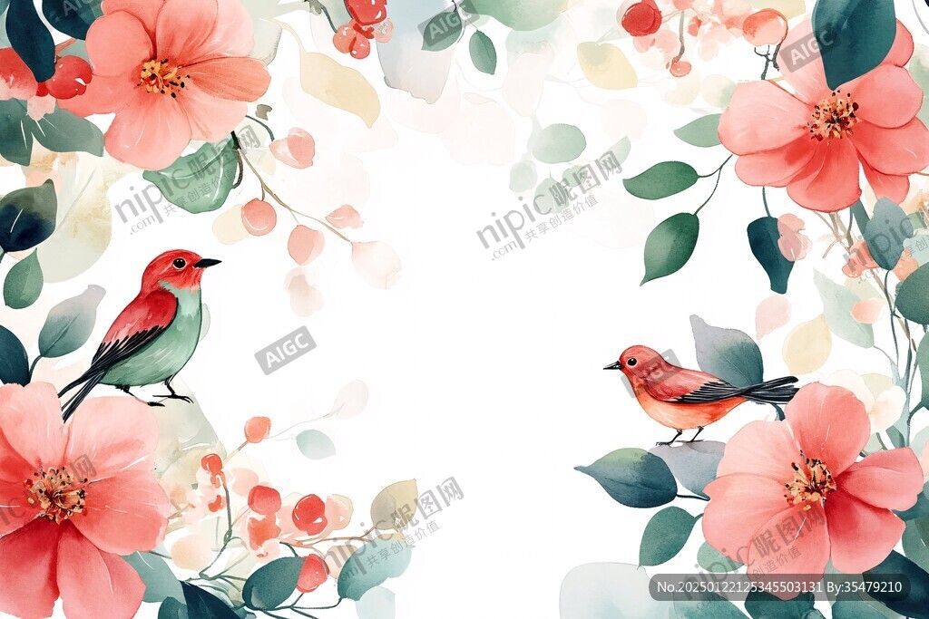 唯美花鸟背景