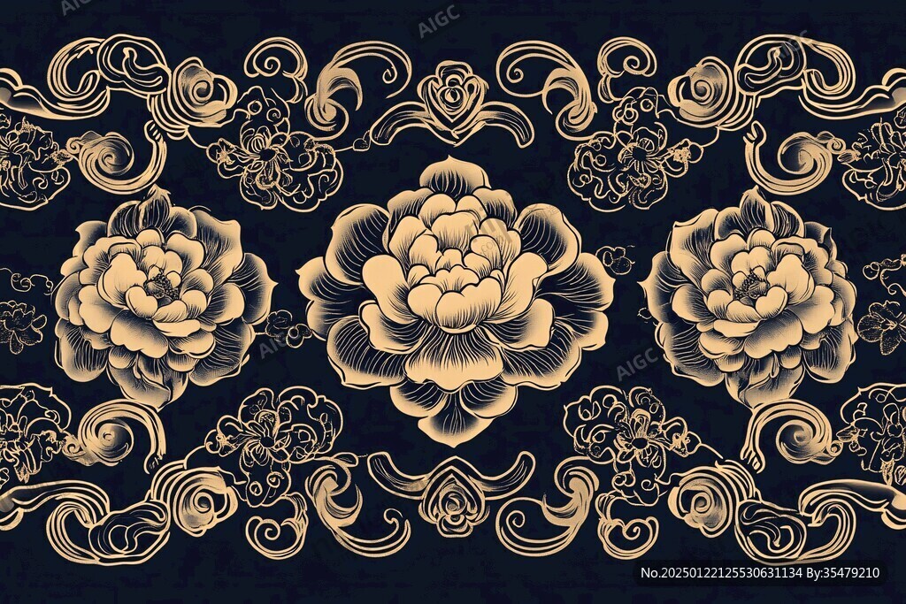 牡丹青花图案