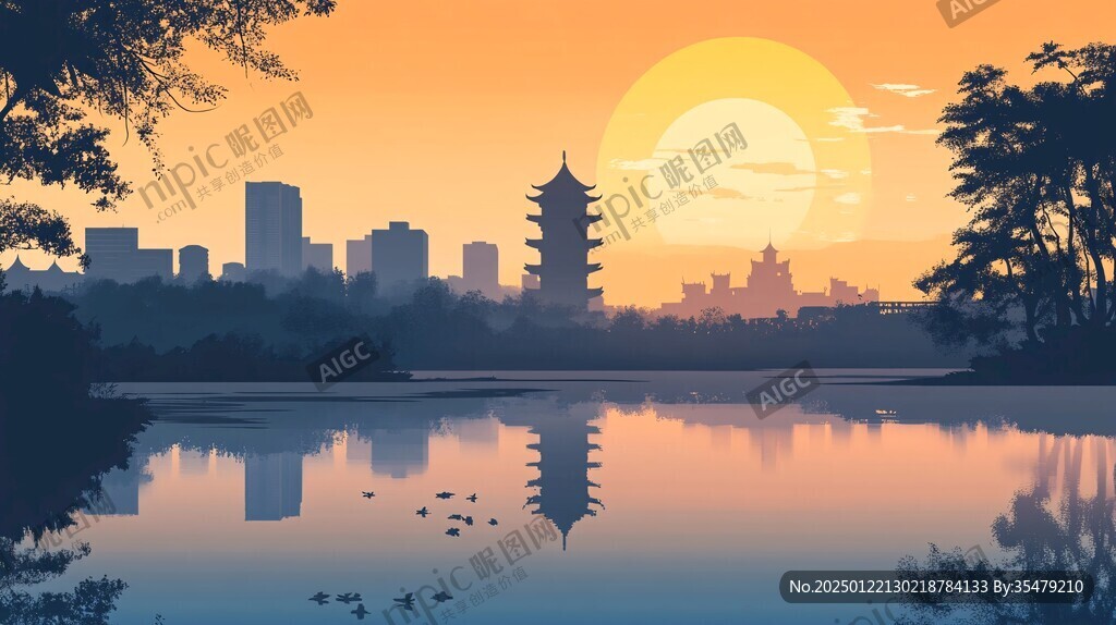 东南大学天际线插画