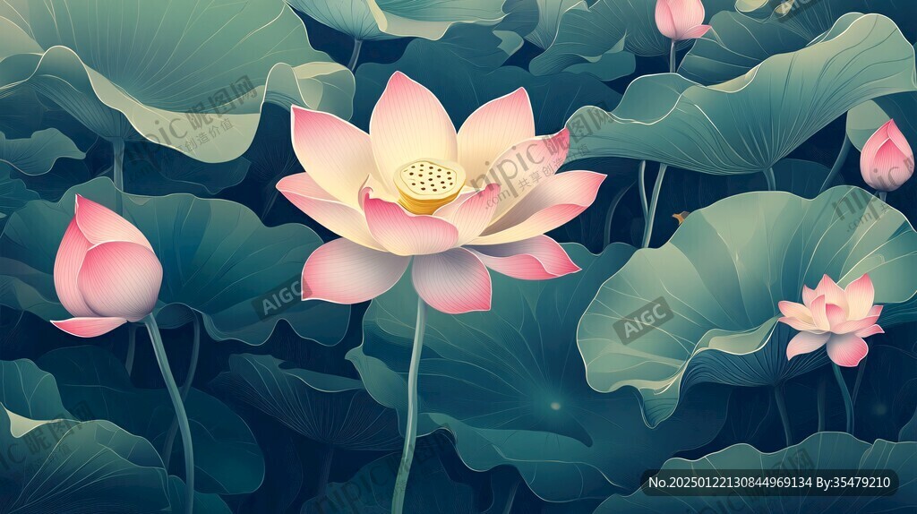 3d荷花背景
