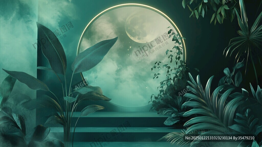 月夜竹林背景