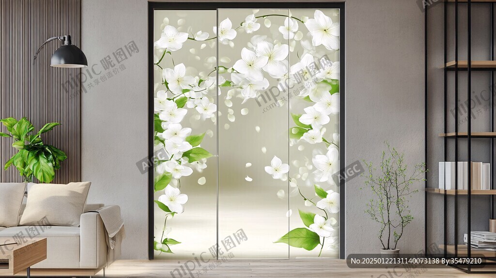 花瓣网纱屏风