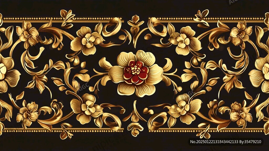 金色牡丹花纹