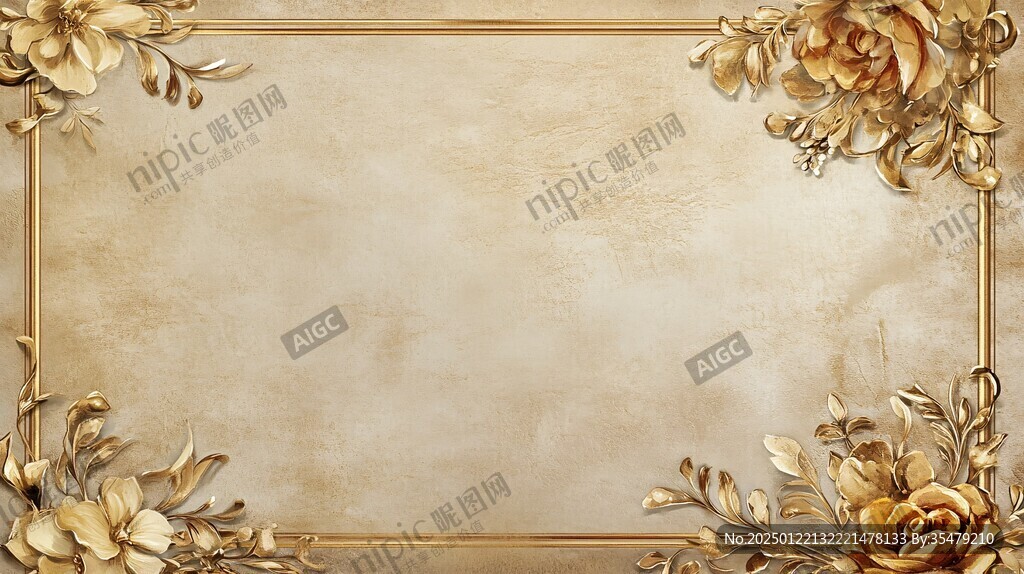 高精手绘黄金拉丝花卉