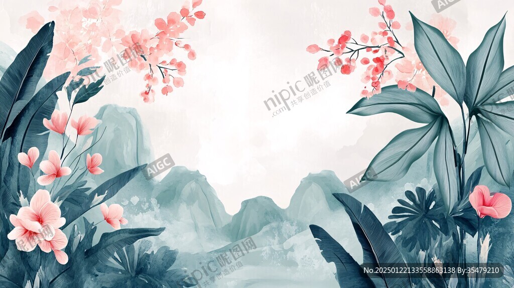 山水枸杞插画