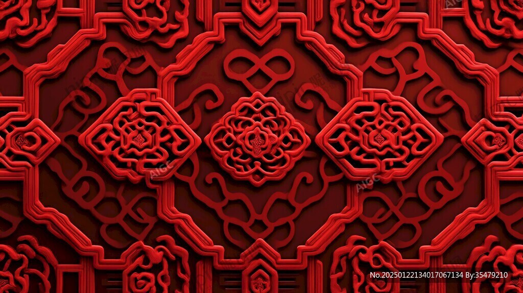 红色浮雕图案