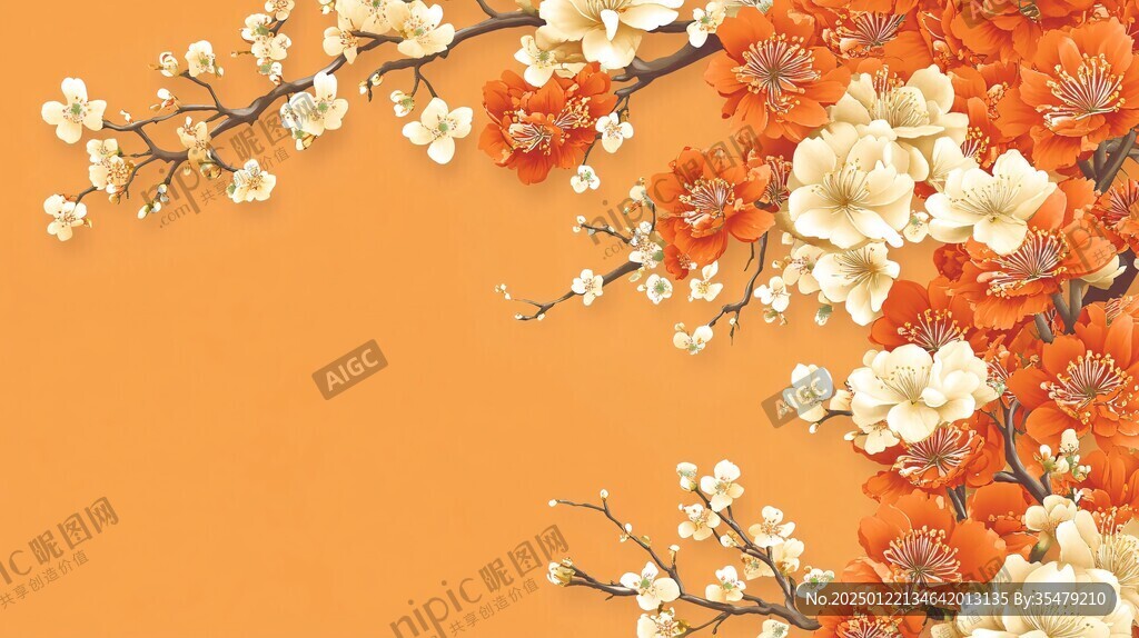 梅花大型高清壁画