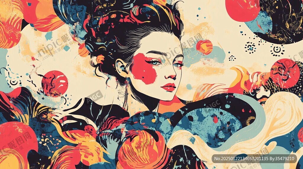 美女创意插画