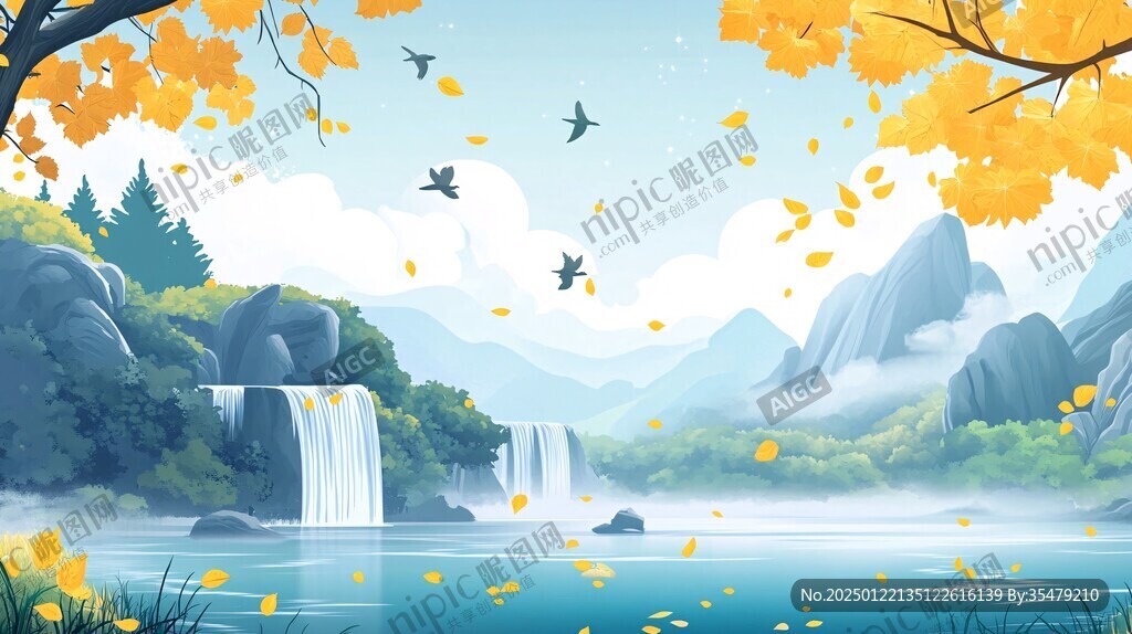 秋高气爽插画