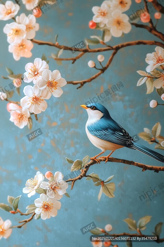 工装花鸟壁纸