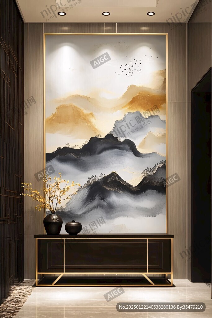 端景背景墙画