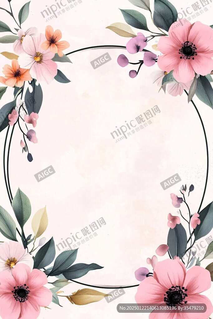 底纹边框唯美花朵