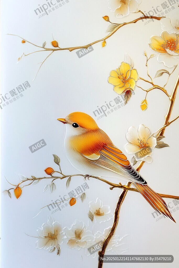 新中式软膜天花花鸟