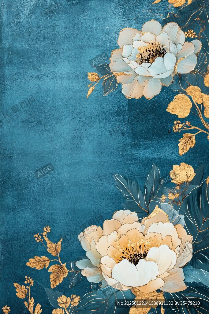 古风油画质感花卉