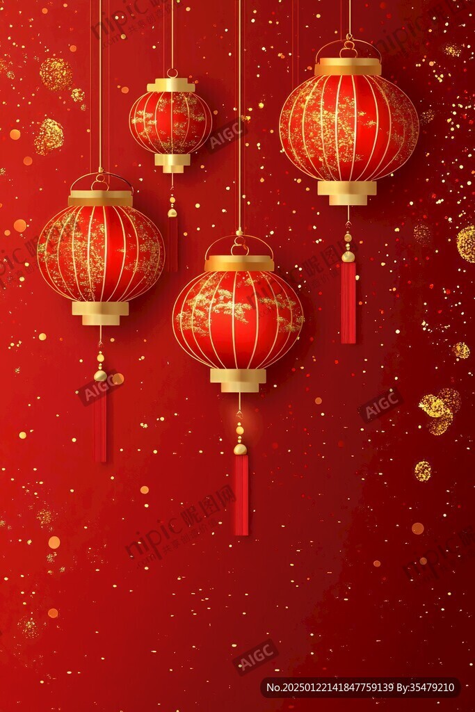 红灯笼星光红色背景
