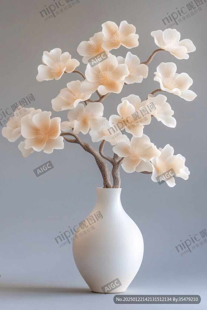 3d花瓶花枝模型