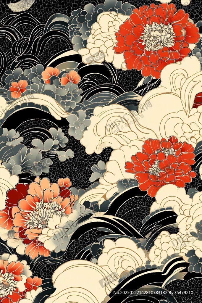 日式浪花背景