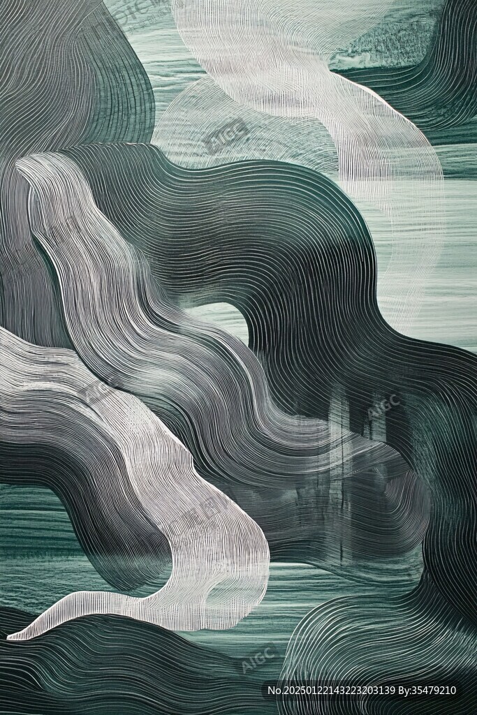高端山水线包装插画