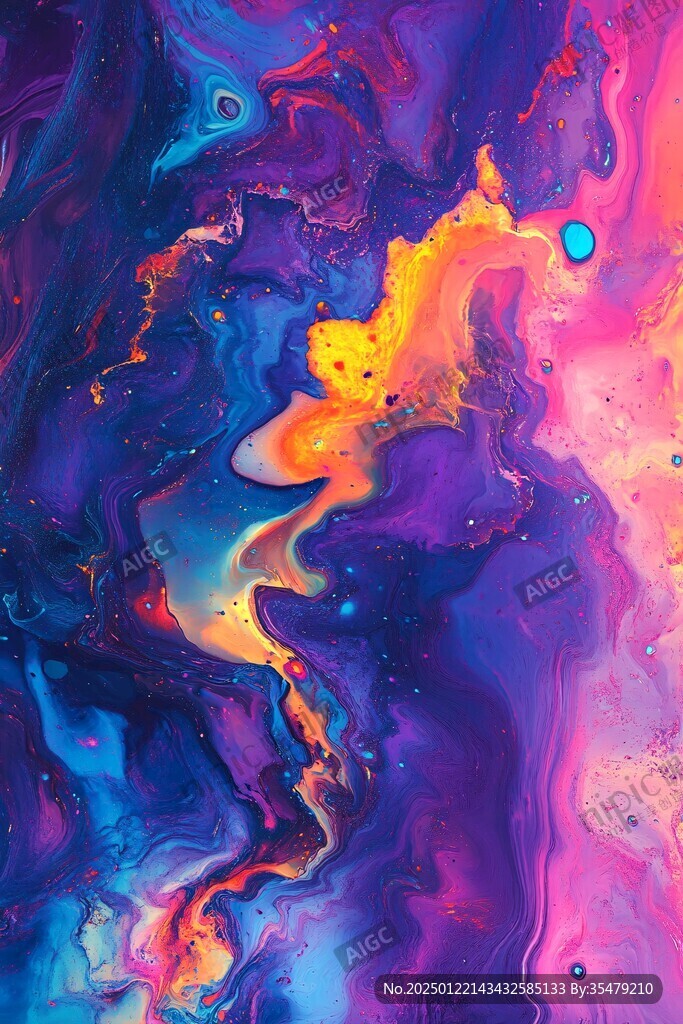 肌理彩色流体装饰画
