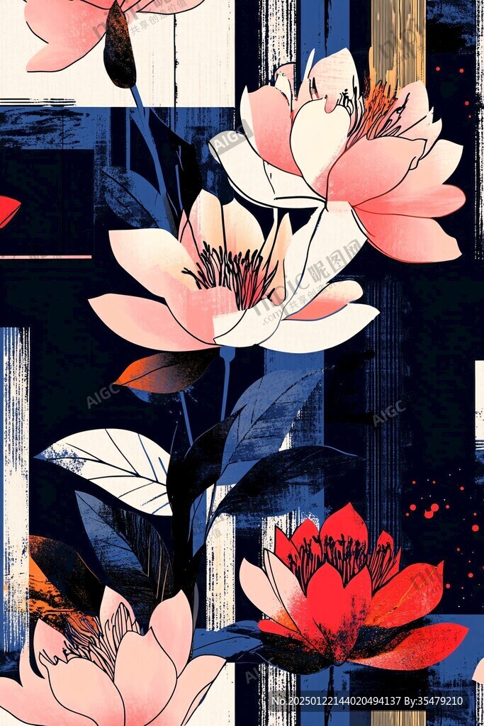 线条色块花卉