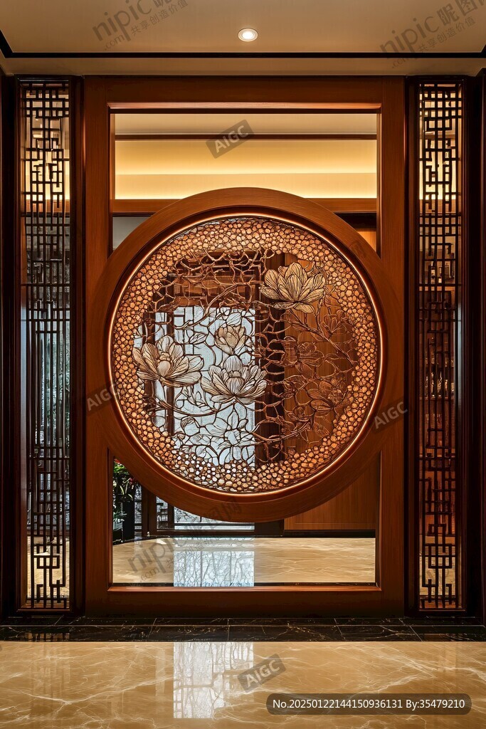 中式拼花铜装饰墙壁