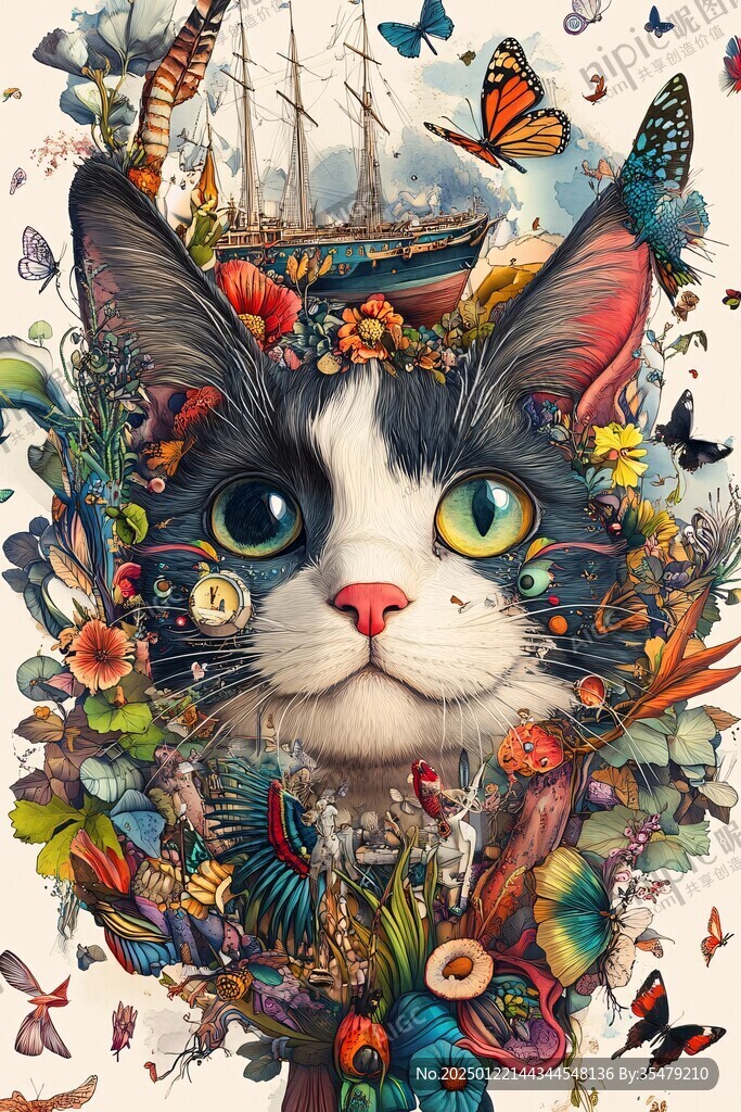 手绘猫咪海报