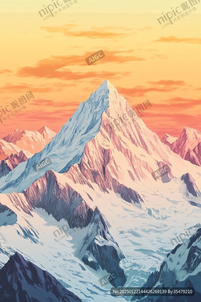 珠穆拉玛峰插画